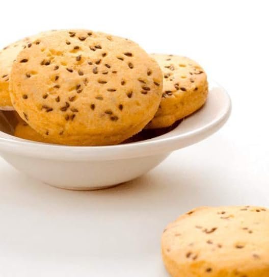 Shri Radhey Bakers Crunchy Ajwain Cookies Desi Ghee Butter Snack for Adults Kids Tasty Healthy Snacks Biscuits for Tea (300 Gm)