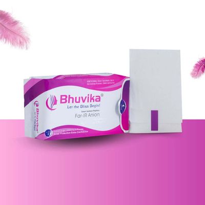 Bhuvika 8 Layer Cotton Smart Sanitary napkins Pads for Women - Rash Free, Anti Bacterial, Skin Friendly, Double Wing Shape, Advanced Leak Protection, X Large, 360mm - 1 Pack (6 Pads)