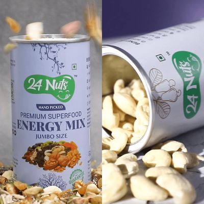 24 Nuts Hand Picked Jumbo Size Premium Cashew W180 & Superfood Energy Mix Combo Pack 500gm (250g X 2)