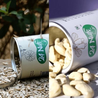 24 Nuts Hand Picked Jumbo Size Premium Cashew W180 & Authentic Exotics Sunflower Seeds Combo Pack 500gm (250g X 2)