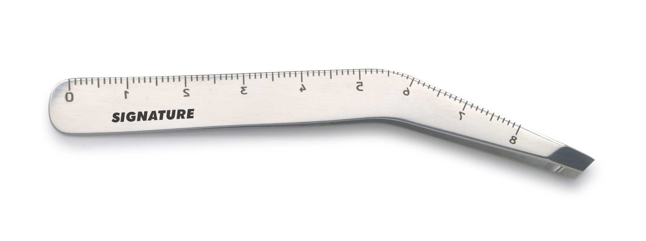 Basicare Signature Stainless Steel Brow Gauger Slant Tip Tweezer For Women and Men.Tweezer For Ingrown Hair, Plucking Daily Beauty Tool. Comes With Drawstring Pouch.