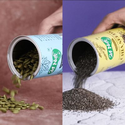 24 Nuts Hand Picked Jumbo Size Premium Raw Chia Seeds & Pumpkin Seeds Combo Pack 500gm (250g X 2)