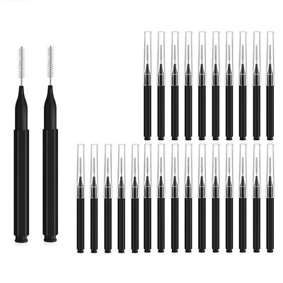 HANNEA 25Pcs Braces Brush For Cleaner Interdental Brush, 2.5Mm Toothpick Dental Tooth Flossing Head Oral Dental Hygiene Flosser Toothpick Cleaners Tooth Cleaning Tool, Black - Manual, Adult