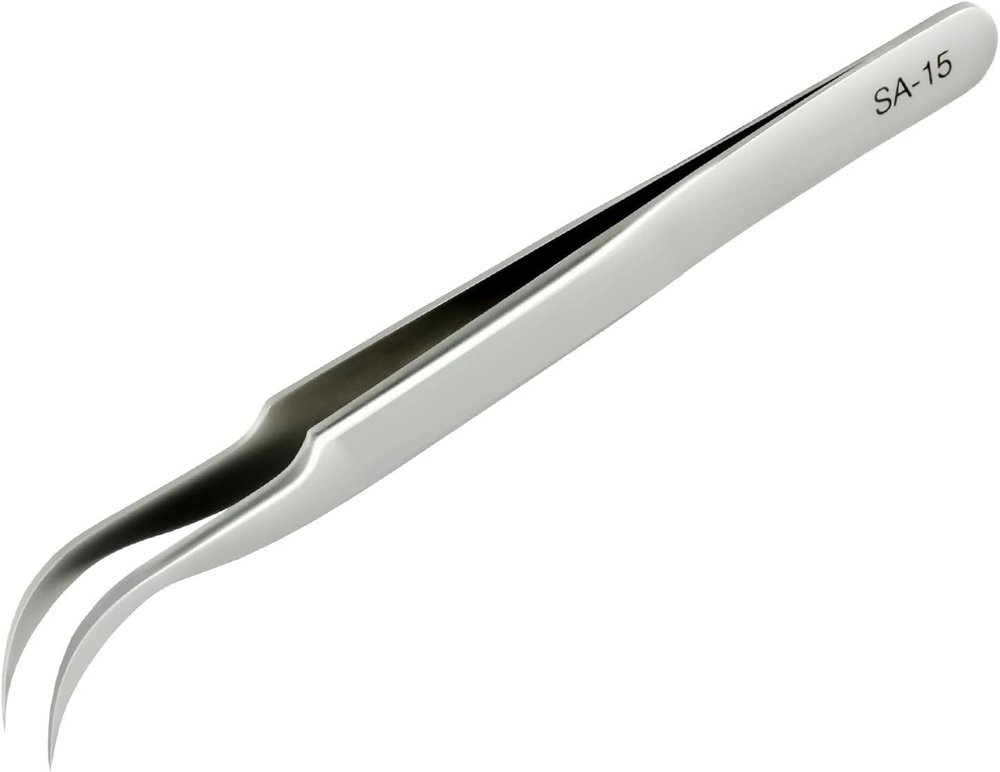 B-LADY Stainless Steel Eagle Beak Tweezers for Craft, Electronics, Soldering, Medical and Experimental Work, Jewelry-Making, Non-Magnetic Curved Tweezers CURVED POINTED) (PACK OF 1_)