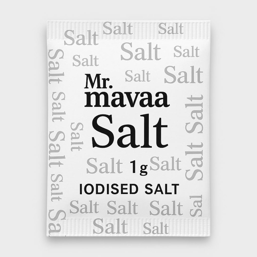 Mr. Mawaa Premium Iodized Salt Sachets  1g Each | Hygienic Disposable Pack | Travel-Friendly | Ideal for Hotels, Cafes & Catering Use (500 Sachet's)