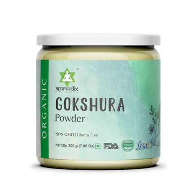 Ayurvedix Organic Gokshura Powder | Gokhru Powder | Tribulus Terrestris Powder for Overall Wellness - 200 Gram, Pack of 2