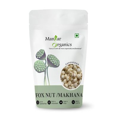 ManHar Organics Makhana (Lotus Seeds) 250g | Fox Nuts Phool Makhana | Gorgon Nut Puffed Kernels with 12 Vital Nutrients, Rich in Fiber | Rich in Calcium, Maintains Weight, Healthy Snacks