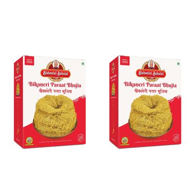 Bishanlal Babulal | Paraat Bhujia | Bikaneri bhujia | 800Gm (400Gm x 2) | Bikaners Famous Ready to Eat Savoury Namkeen| Crispy Light Sev Snack| No Preservative (Pack of 2)