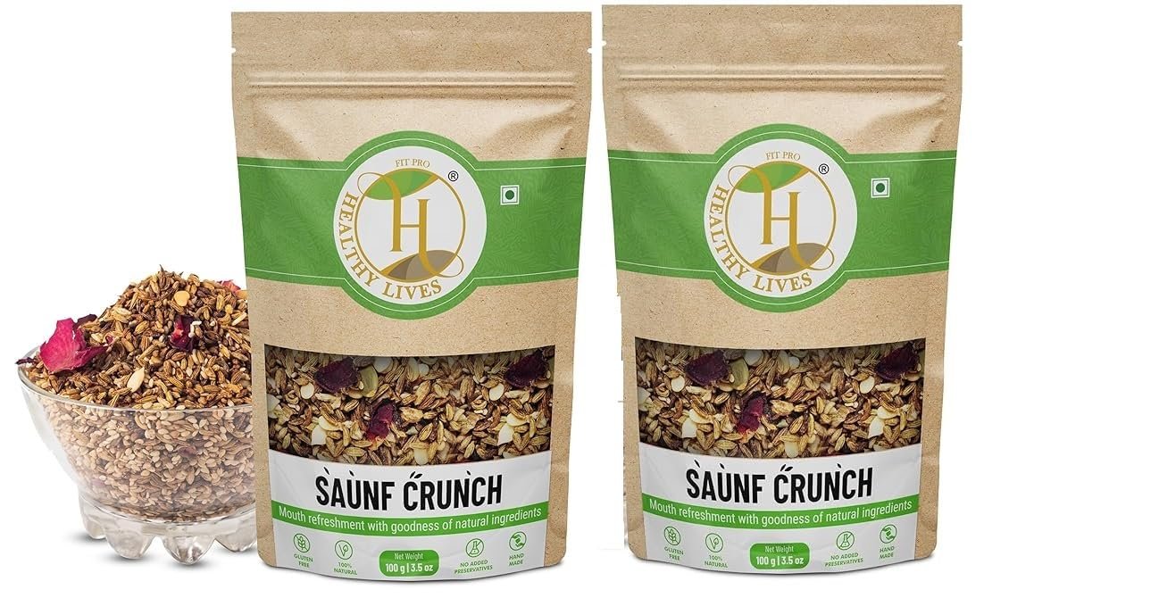 Fitpro Healthy Lives Saunf Mouth Freshener  Refreshing Fennel Seeds Chews for Instant Fresh Breath | Green Saunf | Khas Chandan/White Saunf | Pure and Healthy Digestive Fennel Mukhwas Seeds Pack of 2