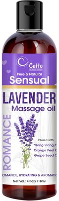Cutto Sensual Lavender Massage Oil (118 ml) | Romance, Hydrating, Aromatic Massage Oil For Men & Women | Infused with Ylang Ylang, Orange Peel & Grape Seed Oil