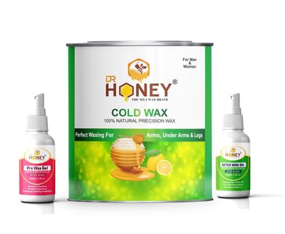 DR.HONEY Hot hair removal wax for women and men II After before oil heater knife 599.8 Wax (599.8 g, Set of 4) (Strip)