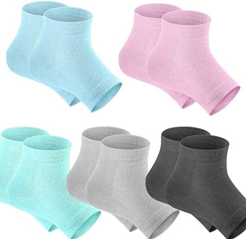 Abelia Silicone Gel Heel Socks for Dry Hard Cracked Heel Repair Pad, Swelling & Pain Relief, Cushion Support, Foot Care, Ankle Protection, Plantar Fasciitis for Men and Women (Free Size, 7 Pair) multicolour