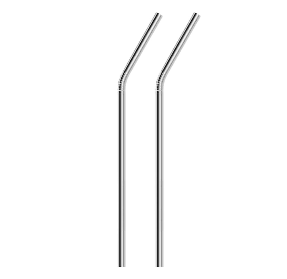ERZA Metal Straws Stainless Steel Straws 10.5" Drinking Straws Reusable, Perfect for Cocktail, for Yeti, Trail, Tumblers, Bars, moothies, Milkshakes, Juice, Tea (2 Bend Straw)