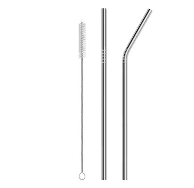 ERZA Metal Straws Stainless Steel Straws 10.5" Drinking Straws Reusable, Perfect for Cocktail, Cleaning Brush for 20/30 Oz Perfect for Yeti, Trail, Tumblers, Bars(1 Straight| 1 Bent| 1 Brush)