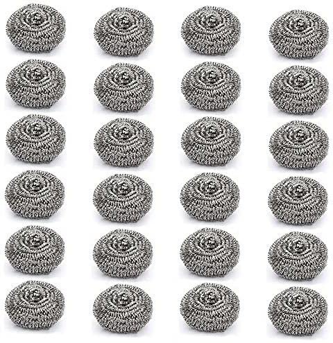 DIANO DIMZI Stainless Steel Wool Scrub Pad (Medium, Pack of 24) Regular Stainless Steel Scrub Pack of 24 Steel Wool