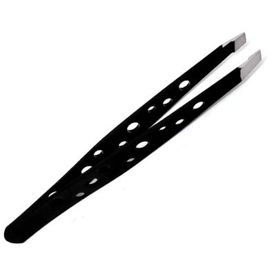 KIRA Professional Tweezer For Eyebrow Shaping, Ingrown Hair Removal, Eyebrow Grooming, First Aid, and Nose Hair Removal (Tweezer With Hole) (Black)