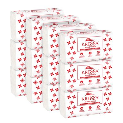 Kressa Multi Fold Paper Hand Towels | M Fold | 150 x 12 = 1800 (Pack Of 12)
