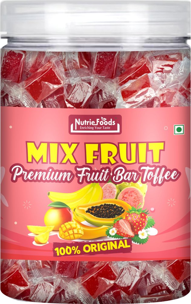 Nutriefoods Mix Fruit Toffee | 100% Natural Fruit Candy | Premium Mix Fruit Bar Mango, Banana, Guava, Papaya and Strawberry Fruit Pulp (400gm)