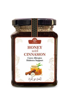 AL MASNOON Cinnamon Honey/Honey With Cinnamon/Infused Honey / 100% Natural/Pure & Unprocessed 300g (Pack of 1)