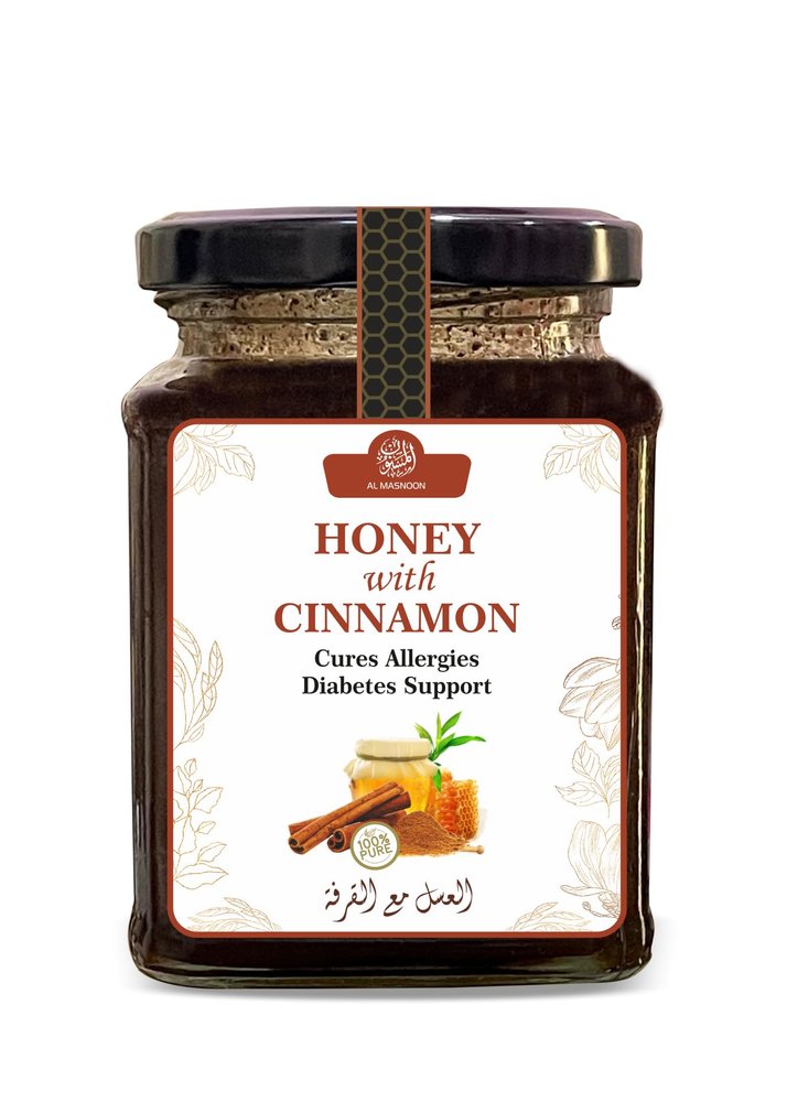 AL MASNOON Cinnamon Honey/Honey With Cinnamon/Infused Honey / 100% Natural/Pure & Unprocessed 300g (Pack of 1)