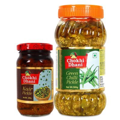 Chokhi Dhani Kair Pickle 200g and Green Chilli Pickle 500g