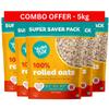 Yogabar 100% Rolled Oats 1kg, Pack of 5 | Premium Golden Rolled Oat, Gluten Free Oats with High Fibre view 1