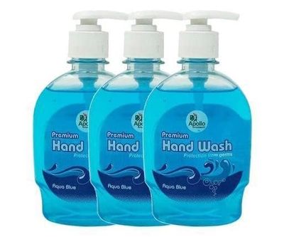 Apollo Pharmacy Premium Aqua Blue Handwash, 3 Bottles (Plastic), Total 750 ml (3x250 ml)