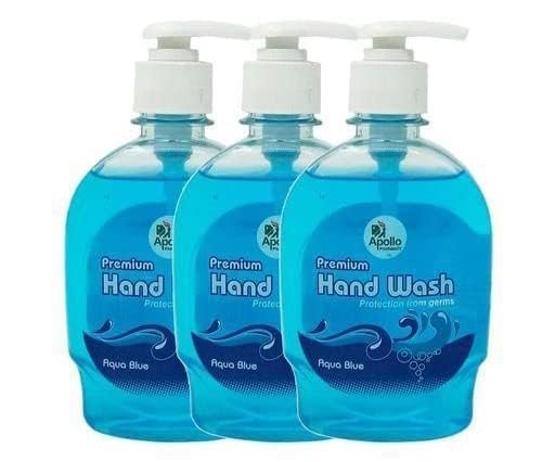 Apollo Pharmacy Premium Aqua Blue Handwash, 3 Bottles (Plastic), Total 750 ml (3x250 ml)