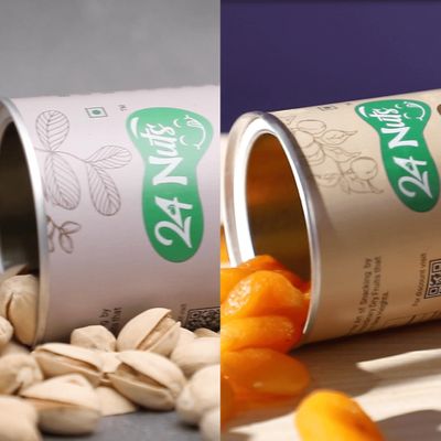 24 Nuts Hand Picked Jumbo Size Dried Turkish Apricots & California Roasted and Salted Pistachios Combo Pack 500gm (250g X 2)