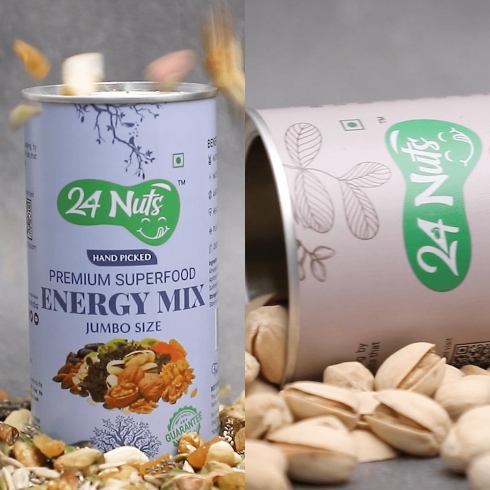 24 Nuts Hand Picked Jumbo Size Superfood Energy Mix & California Roasted and Salted Pistachios Combo Pack 500gm (250g X 2)