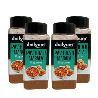Dailyum Jain Pav Bhaji Masala | Preservative Free | Ready to Cook | Spice Mix | Easy to Cook | Pack of 4 | 80 Gram Each