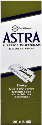 Dar Al Dawa Men Astra Superior Platinum Double Edge Shaving Razor Blades 100 Pcs-Pack Of 1