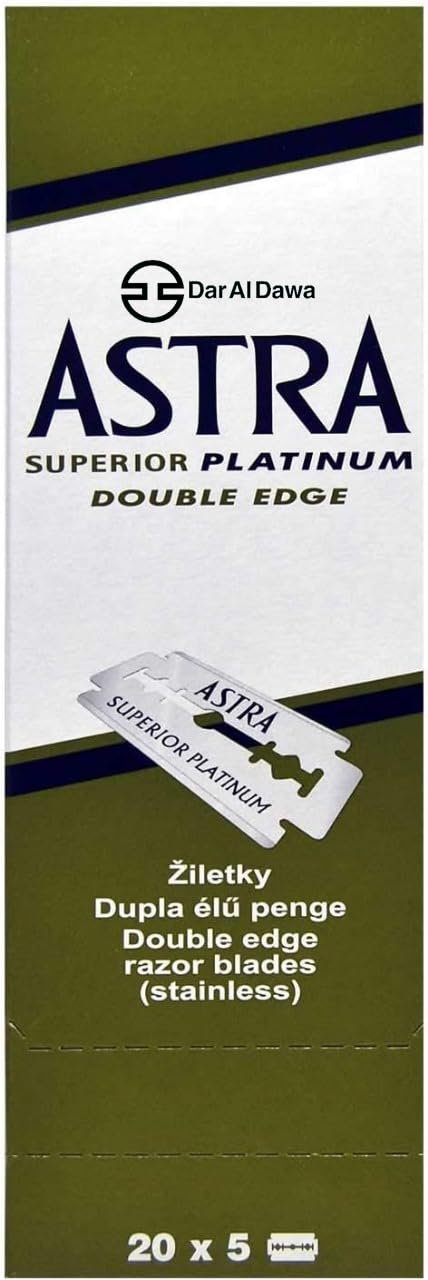 Dar Al Dawa Men Astra Superior Platinum Double Edge Shaving Razor Blades 100 Pcs-Pack Of 1