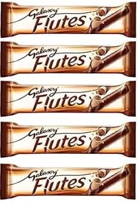 Galaxy Flutes Crispy Wafer Rolls With Chocolate Cream Filling Covered In Milk Chocolate 22.5g Pack Of 5