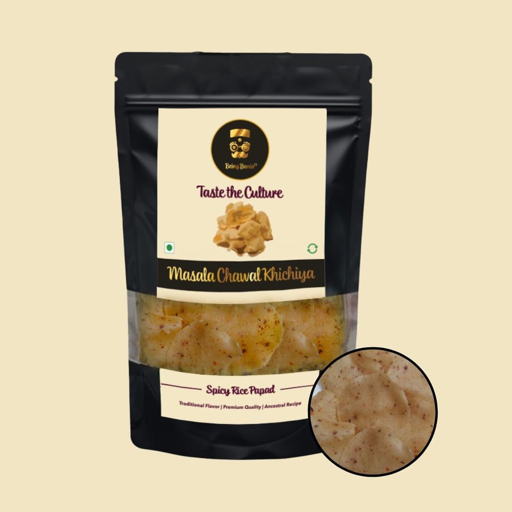Being Bania Rice Papad Khichiya, 220 Gram|Rajasthani Khichiya|Handmade Papad Fryums|Masala Jeera Rice Khichiya