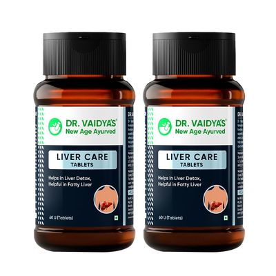 Dr. Vaidya Liver Care Tablets | Ayurvedic Fatty Liver Support, Detox & Cleanse | Improves Liver Health, Digestion & Metabolism | Herbal Supplement with Ayurvedic Herbs | 60 Tablets, Pack of 2