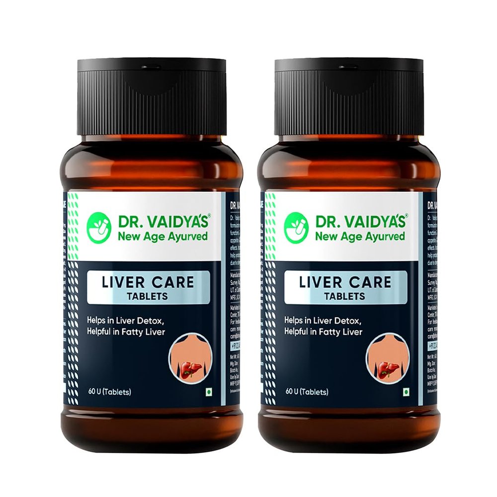 Dr. Vaidya Liver Care Tablets | Ayurvedic Fatty Liver Support, Detox & Cleanse | Improves Liver Health, Digestion & Metabolism | Herbal Supplement with Ayurvedic Herbs | 60 Tablets, Pack of 2