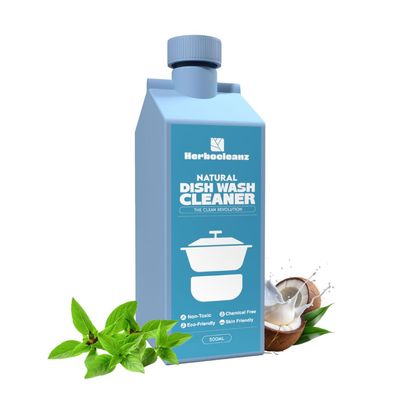 HerboCleanz Natural Dish wash cleaner 1000 ml: Plant-Based, Non-Toxic Grease Cutter Eco-Friendly, Skin-Safe Detergent for Utensils, Ceramics & Cutlery - (500 ml X 2)