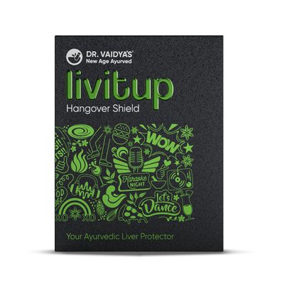 Dr. Vaidya's Livitup | Hangover Shield & Liver Protector | Helps Prevent Acidity, Nausea & Headache | Kalmegh Ghan & Arogyavardhini Rasa | (6 Capsules) Pack Of 1