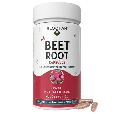 Beet Root Capsules 500mg | Natural Beet Root Concentrated 10:1 Extract Powder (Beta vulgaris) | 100% Pure, Non-GMO & Gluten Free Formula | Extra Strength Herbal Supplement - 120 Count