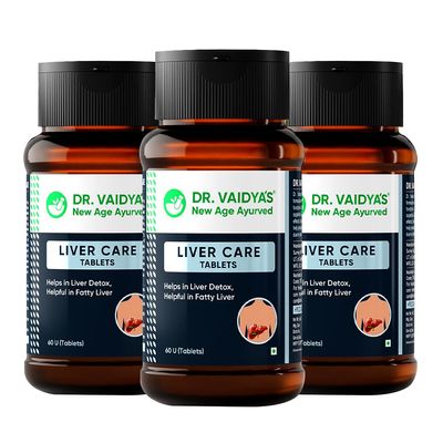 Dr. Vaidya Liver Care Tablets | Ayurvedic Fatty Liver Support, Detox & Cleanse | Improves Liver Health, Digestion & Metabolism | Herbal Supplement with Ayurvedic Herbs | 60 Tablets, Pack of 3