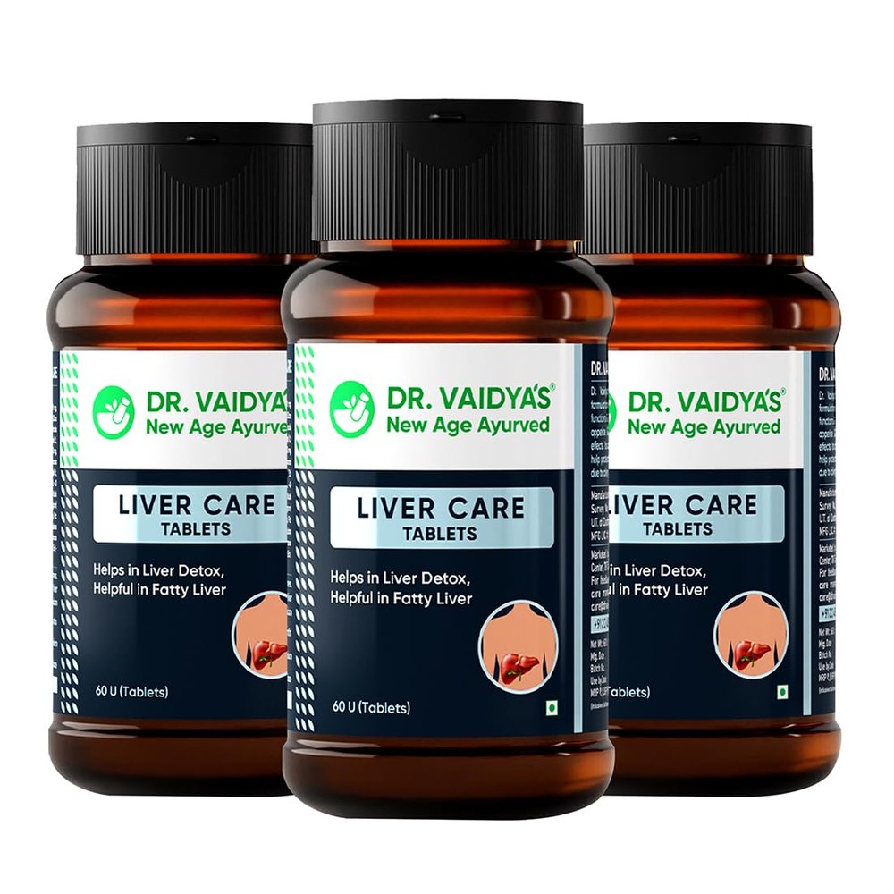 Dr. Vaidya Liver Care Tablets | Ayurvedic Fatty Liver Support, Detox & Cleanse | Improves Liver Health, Digestion & Metabolism | Herbal Supplement with Ayurvedic Herbs | 60 Tablets, Pack of 3