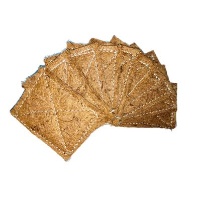 Kitchen Clean 10 Pcs Small Nariyal Juna Scrub | Stitched for Long Lasting | Natural Chemical Free Coconut Nariyal Juna | Eco-Friendly Coco Scrub Cleaning pad (Brown, Small 3x4 inch, Pack of 10 Pcs)