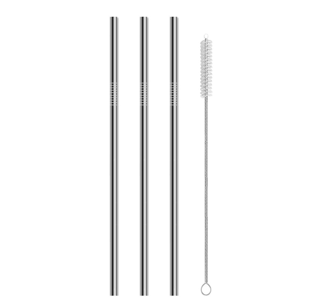 MADHYA Metal Straws Stainless Steel Straws 10.5" Drinking Straws Reusable, Perfect for Cocktail, Cleaning Brush for 20/30 Oz Perfect for Yeti, Trail, Tumblers, Bars(3 Straight | 1 Brush)