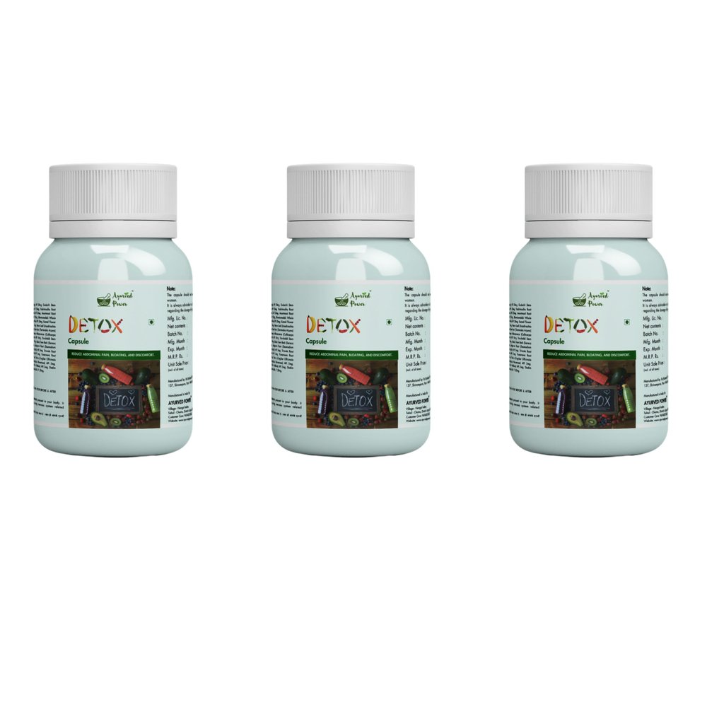 AYURVED POWER DETOX Capsules l For Fatty Liver, Capsules |Natural Body Detox & Digestive Enzymes - Fatty Liver Care | Natural Detoxification Formula - 60 Veg Capsules (Pack of 3)