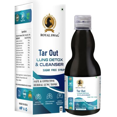 Royal Swag Ayurveda Tar Out Syrup Lungs Detox Sugar Free -200 ML- Removes Tar from Lungs due to for smoke & Air Pollution Herbal Syrub To Remove Toxins From Lung and Mucus Remover