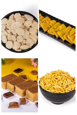 Malvas Food Chocolate Gajak With Shakar Revdi, Methi Matri & Ratlami Sev 800g (Pack of 4) Traditional Indian Sweets & Snacks Combo Perfect for Festivals & Gifting