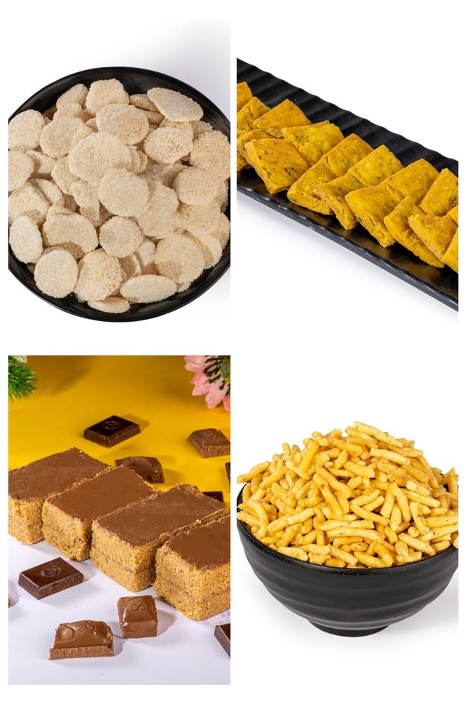 Malvas Food Chocolate Gajak With Shakar Revdi, Methi Matri & Ratlami Sev 800g (Pack of 4) Traditional Indian Sweets & Snacks Combo Perfect for Festivals & Gifting