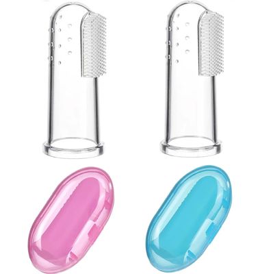 Drisona Baby Finger Toothbrush Of Silicon Made Food Grade Quality BPA Free with Storage Case Multi-Color Pack Of-2