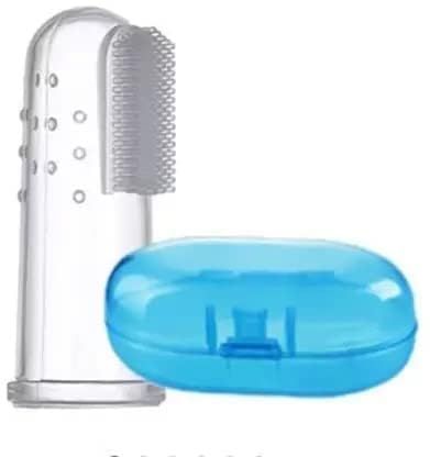 Drisona Baby Finger Toothbrush Of Silicon Made Food Grade Quality BPA Free with Storage Case Multi-Color Pack Of-1